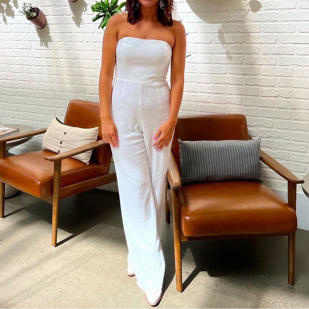 White sequin jumpsuit